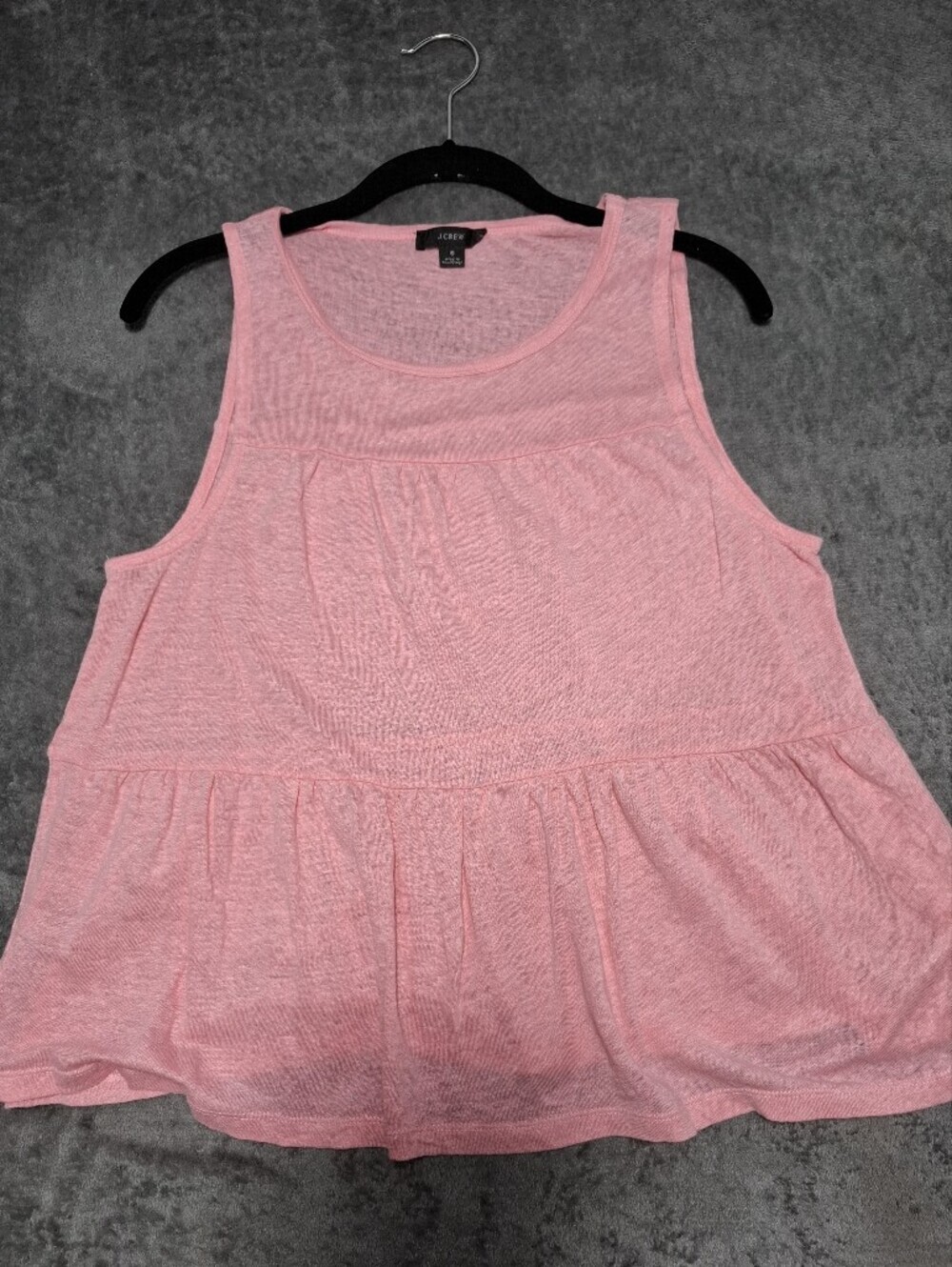 J.Crew 100% Linen Pink Tiered Peplum Tank Top Sleeveless Size S Summer - Picture 6 of 8